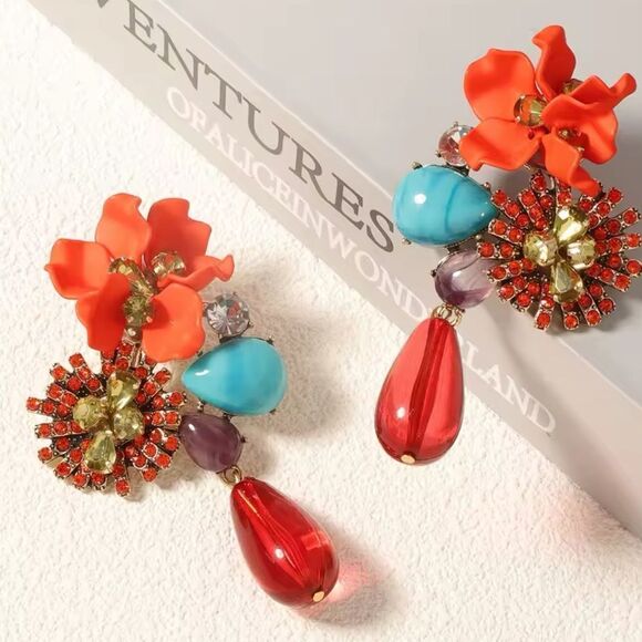 Zara Vibrant Floral Statement Earrings - Picture 3 of 17